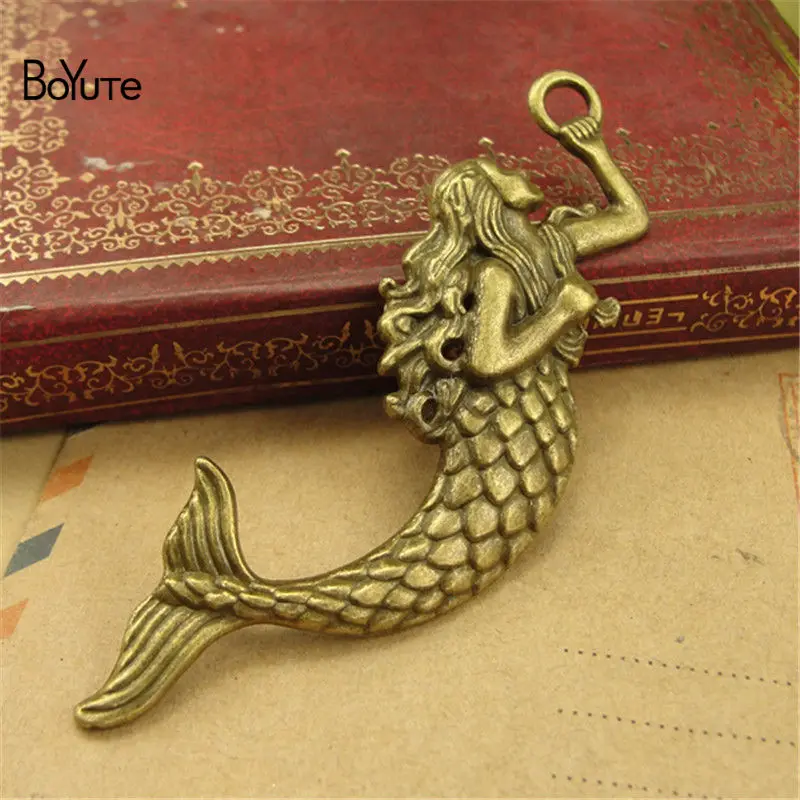 BoYuTe (30 PiecesLot) Antique Bronze Silver Mermaid Pendant Charms Diy Hand Made Jewelry Accessories (4)