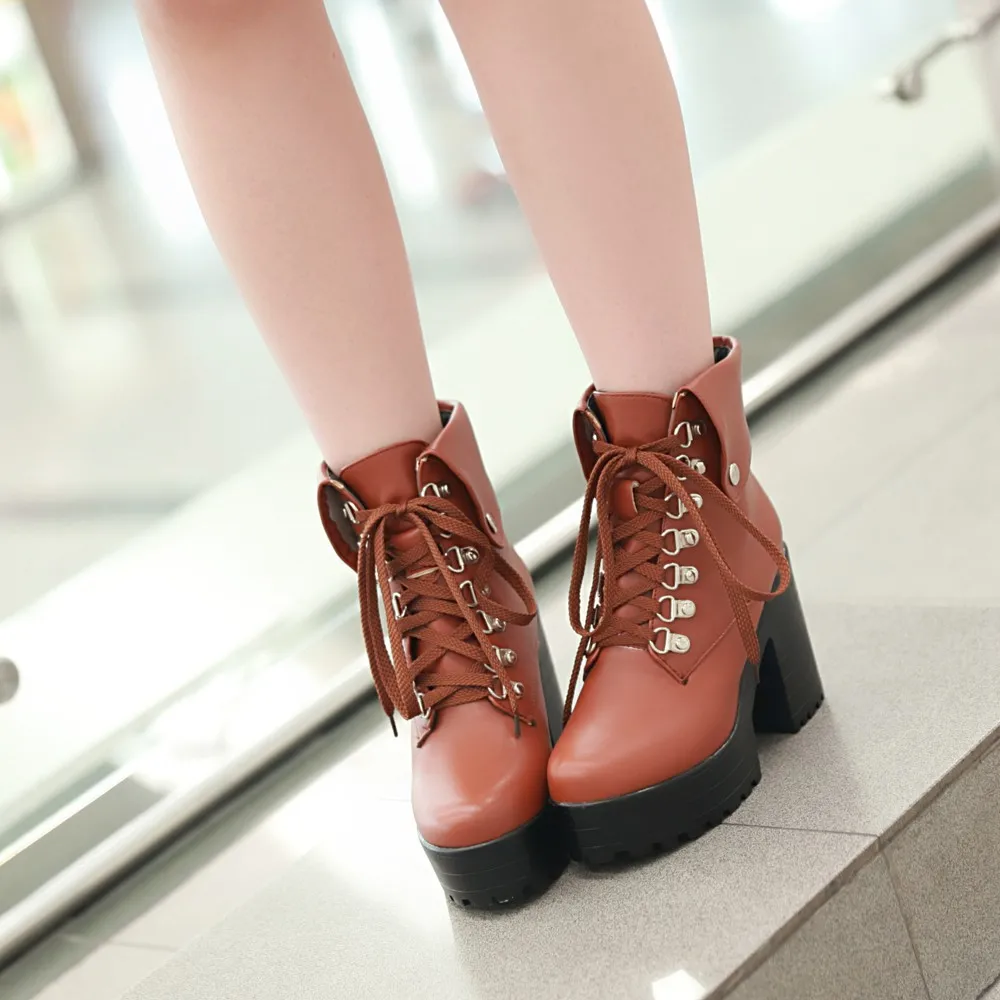 

2015 Winter Autumn New Knight Fashion Ankle boots Women Cross Straps Boots Square Heels Fashion Ankle Shoes Big Size 33-43 R1059