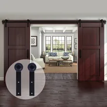 LWZH 16FT/18FT/20FT Sliding Barn Door Steel Hardware Kit Sliding Closet Door Hardware Kit I-Shaped Track Rollers for Double Door