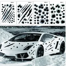 Vinyl 3D Car Styling Fake Bullet Hole Claw Motorcycle Car Decals Sticker Creative Personality Vinyl Accessories