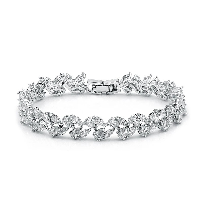 

WEIMANJINGDIAN New Arrival Marquise Cubic Zirconia Leaf Design Tennis CZ Bracelets for Women or Wedding