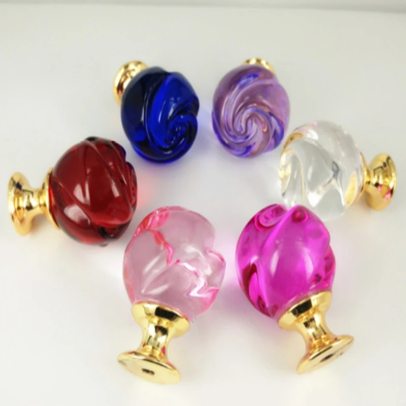1pcs Crystal glass drill Kitchen Drawer Cabinet Door Handle Furniture Knobs Hardware Cupboard handle