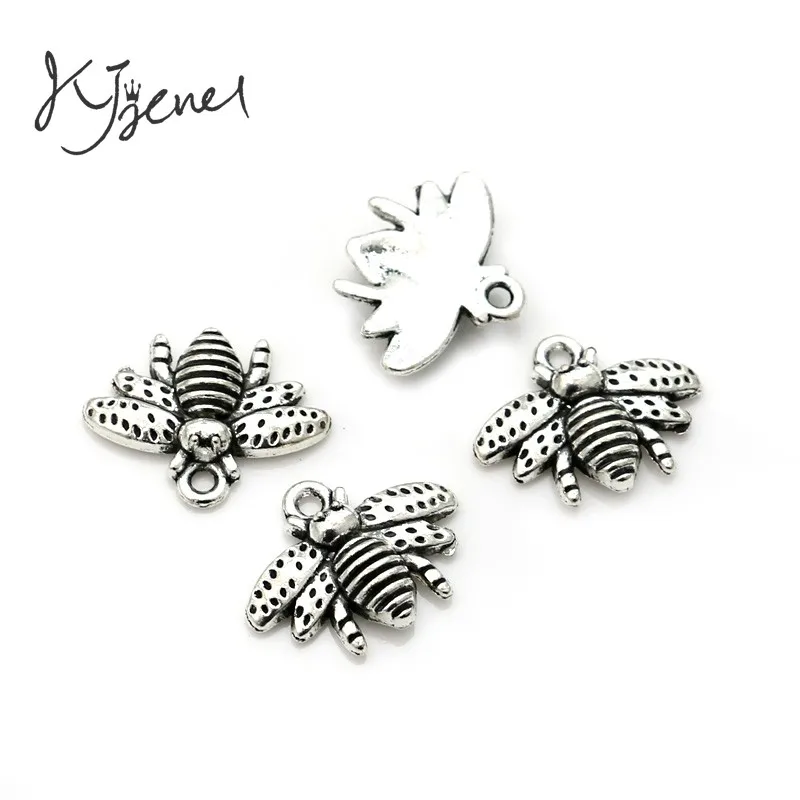 10 pc Silver bumblebee BEES lot pendant craft jewelry charms