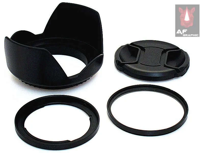 F108 Lens Hood + Cap + Adapter Ring + Uv Filter Lens Protector For