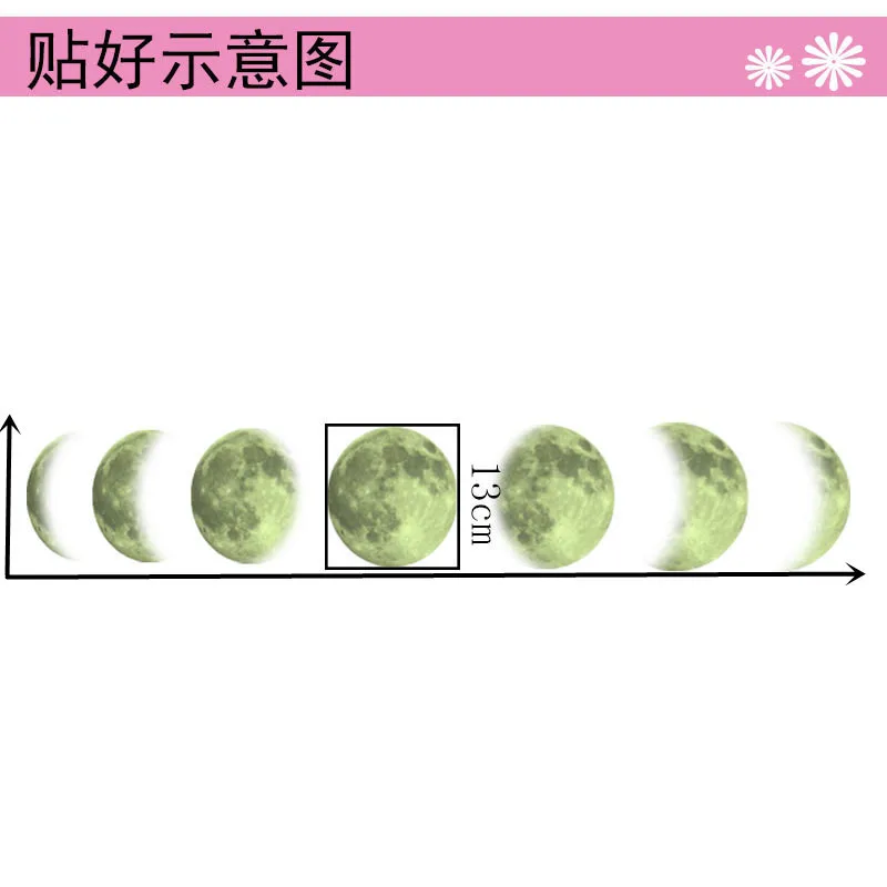 Светящиеся Настенные наклейки Moon Crescent с изображением фазы Луны картой для