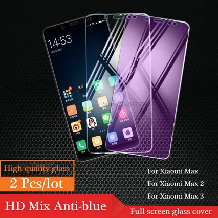 2 шт/партия 9H закаленное стекло для Xiaomi Mi Max 2 3 полная защитная пленка для экрана для Xiaomi Mi Max 3 2 стекло анти-синий HD - Цвет: HD plus Anti-blue