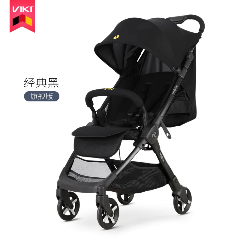 

The baby carriage is portable, foldable, ultra-light and can be reclined with one button.