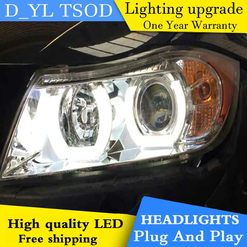 D_YL автомобильный Стайлинг для E90 318i 320i 325 фары 2005 2012 светодиодный ные DRL линзы