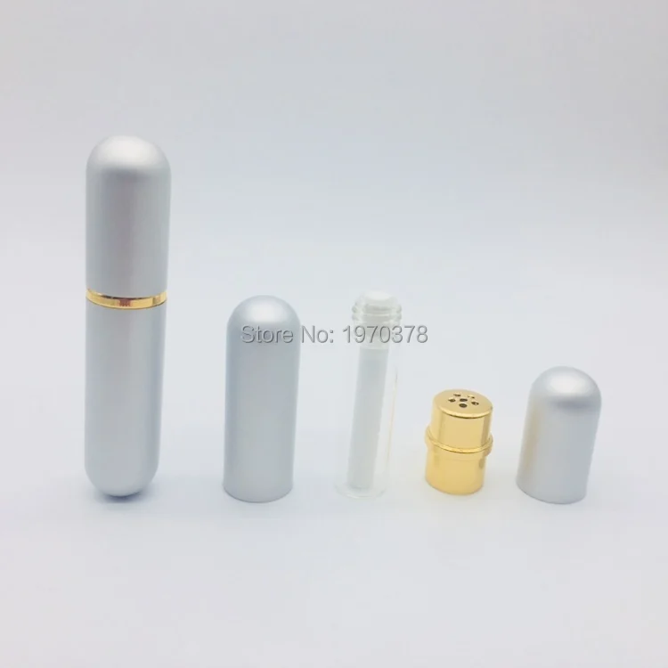 9 цветов пустые алюминиевые эфирные масла контейнеры для носовых ингаляторов Заправляемый алюминиевый и стеклянный-металлические контейнеры для носовых ингаляторов s
