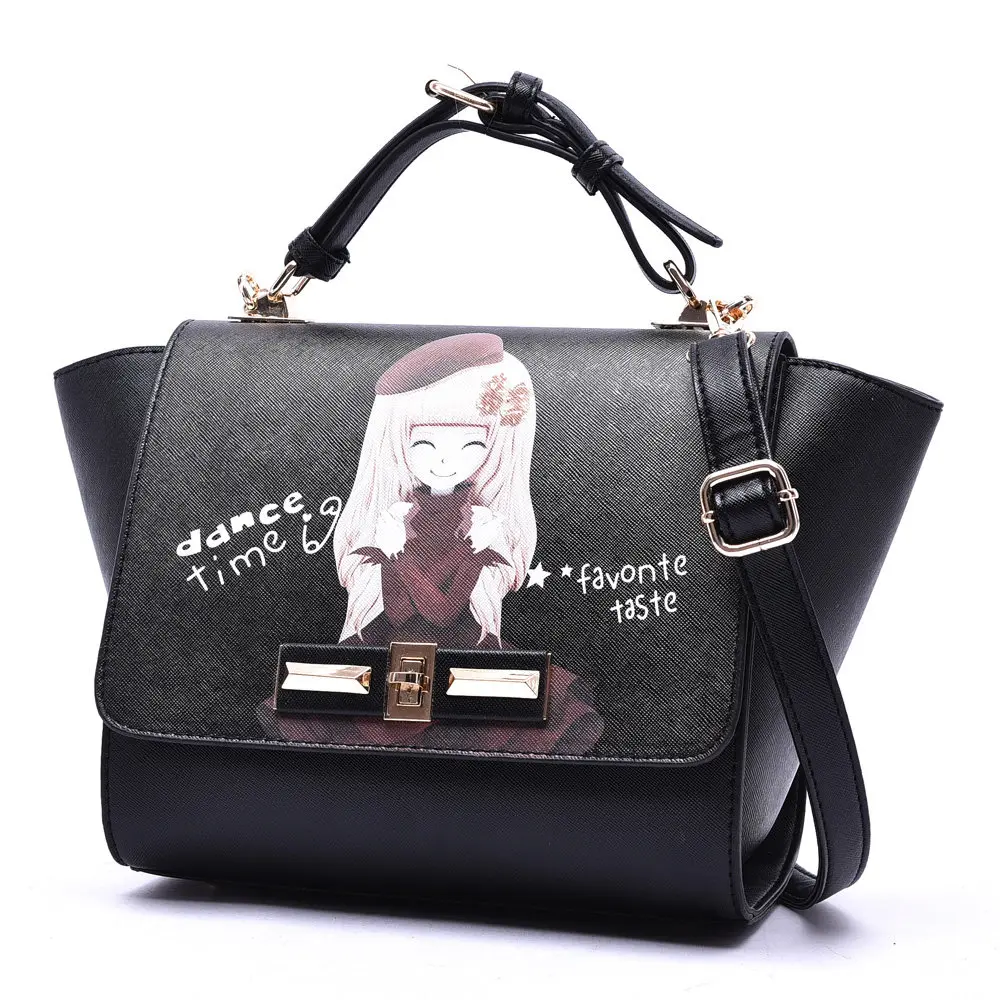Lovely Princess Printing Ladies Sweet Style PU font b Handbag b font Cute Cartoon Trendy All