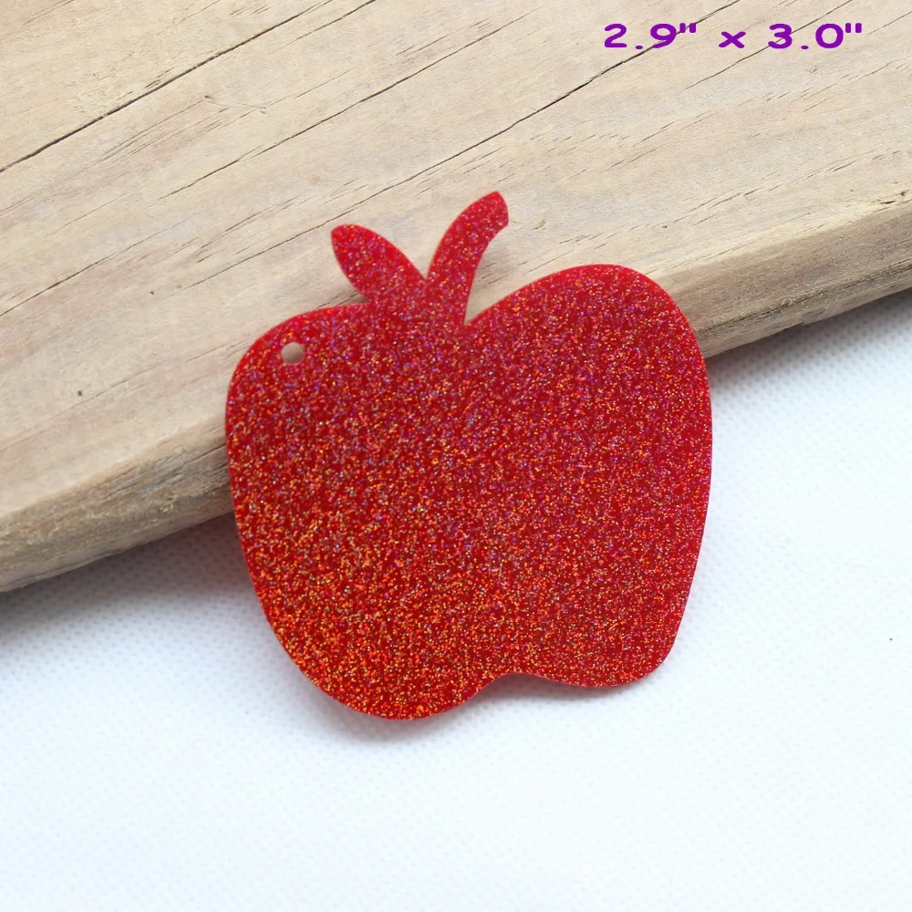 

(10pcs/lot) 3" Red Glitter Acrylic Apple Key Chains Christmas Eve 76mm-AC1062B