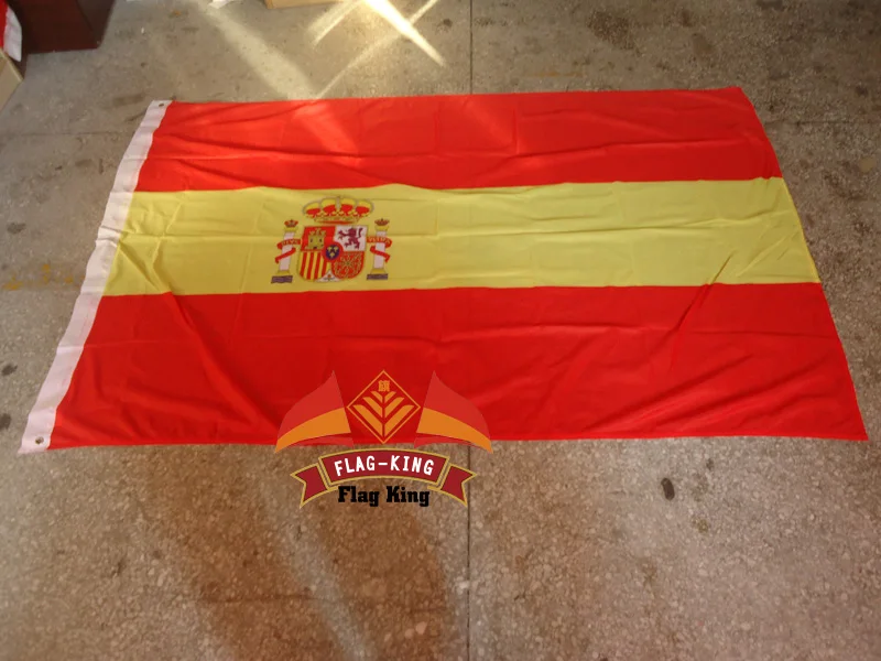 

free shipping 120g/m2 knitted polyster Spain national flag , 120*180CM,Windbreak, Anti-UV,Digital Printing,flag king