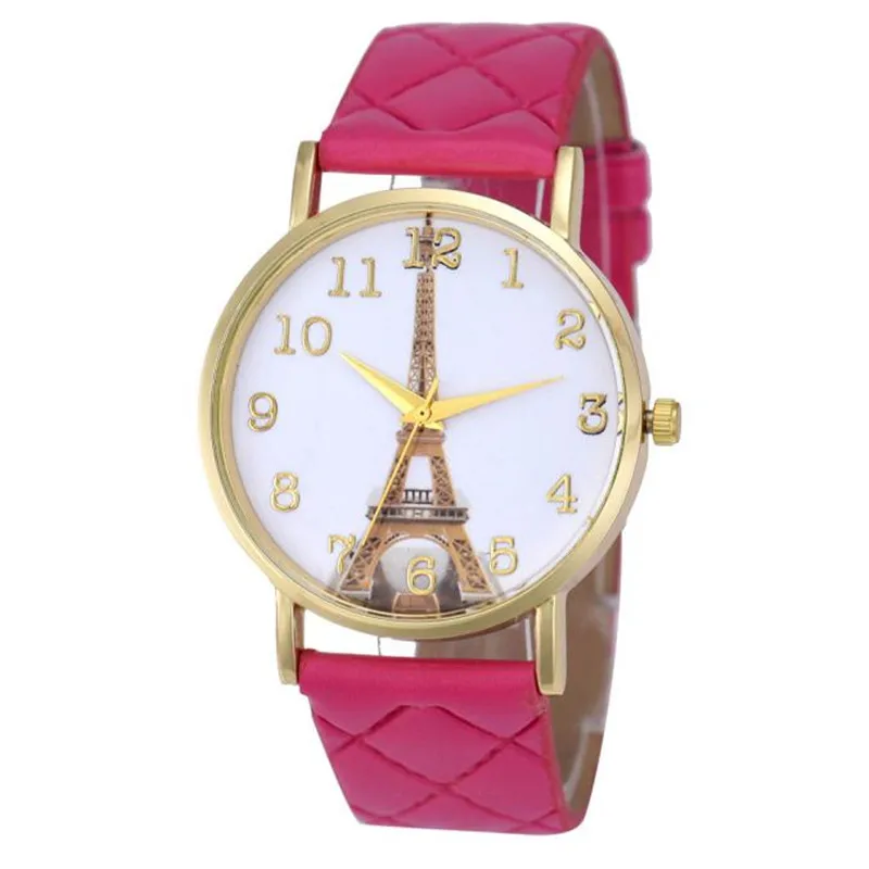 Fashion Women Paris Eiffel Tower Women Faux Leather Analog Quartz Wrist Watch Casual Watch Clock Montre Femme #2AP26 (5)