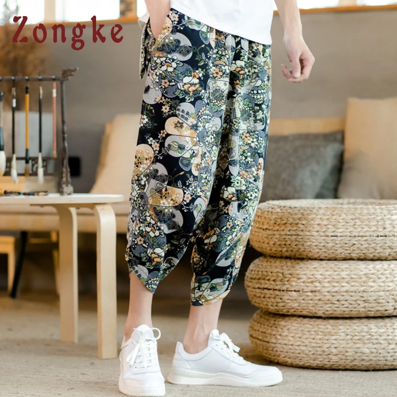 Zongke китайский стиль теленок-длина Мужские штаны для бега японский уличные брюки мужские брюки хип-хоп шаровары Мужские Jogger
