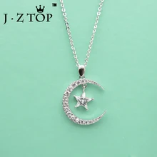 JZTOP, ожерелье из циркона с Луной и звездой, Геометрическая цепочка, подвеска, колье, женское, изысканное, для банкета, вечерние, колье, ювелирное изделие, подарок