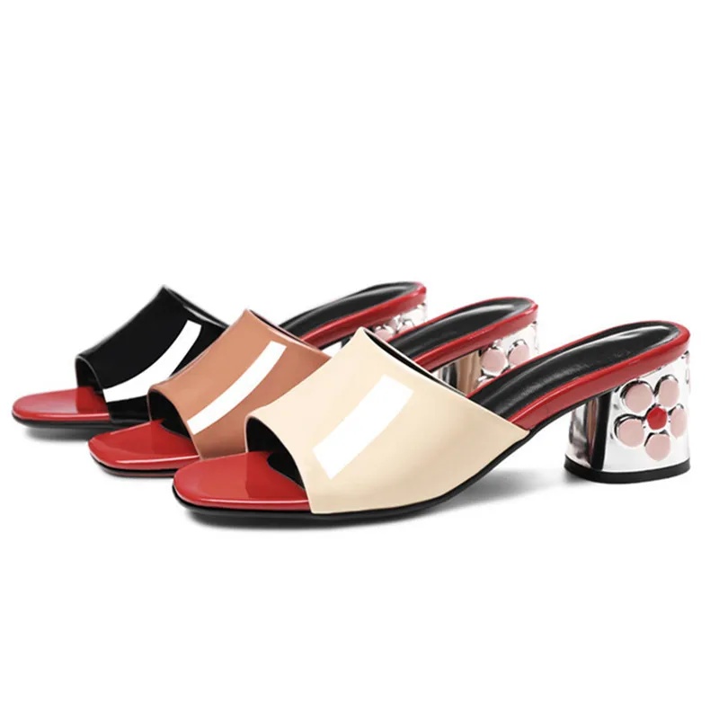 MORAZORA/Новое поступление; Туфли на квадратном каблуке 5,5 см; модные вечерние летние босоножки с цветами; женская обувь из коровьей кожи; большие размеры 34-43