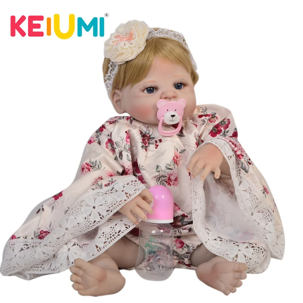 

Lovely Lifelike 23'' Full Silicone Body Vinyl Reborn Girl 57 cm Baby Dolls Realistic Ethnic Doll Reborn Toy For Kids Present