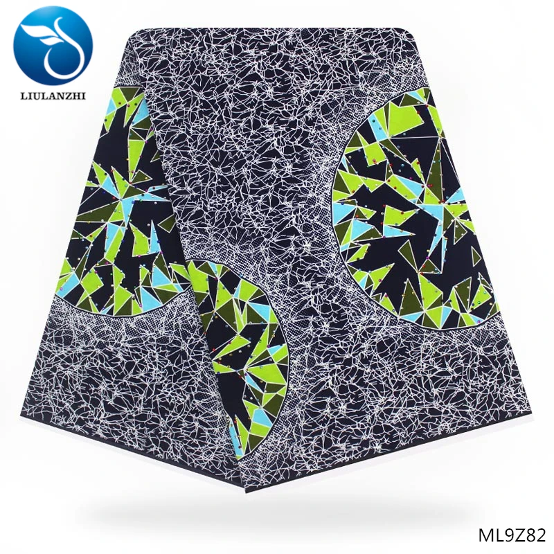 

LIULANZHI Wax african fabrics with rhinestones high quality ankara wax prints fabrics cotton fabric for dress ML9Z77-ML9Z94