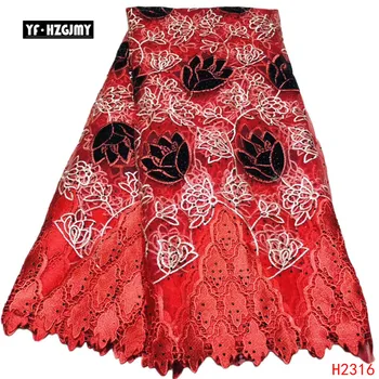 

YF HZGJMY African Red Latest Nigeria Embroidered Rhinestones Tulle Fabric 2019 High Quality Mesh African Lace Fabric A2316