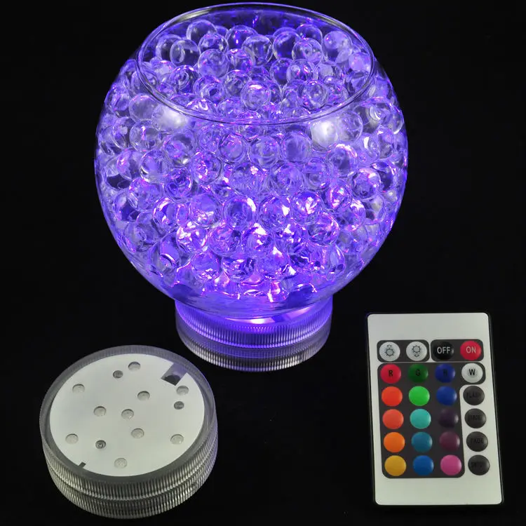 1pc Battery Operated Remote Control 16 Colors Submersible LED Light