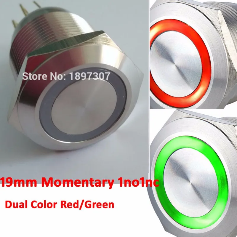 16 мм 19 мм 22 мм 25 мм двойной Цвет bi-Цвет красный/зеленое кольцо светодиодный 1NO1NC моментальная Перезагрузка антивандальный Электрический кнопка для автомобиля переключатель - Цвет: 19mm 6 Pin