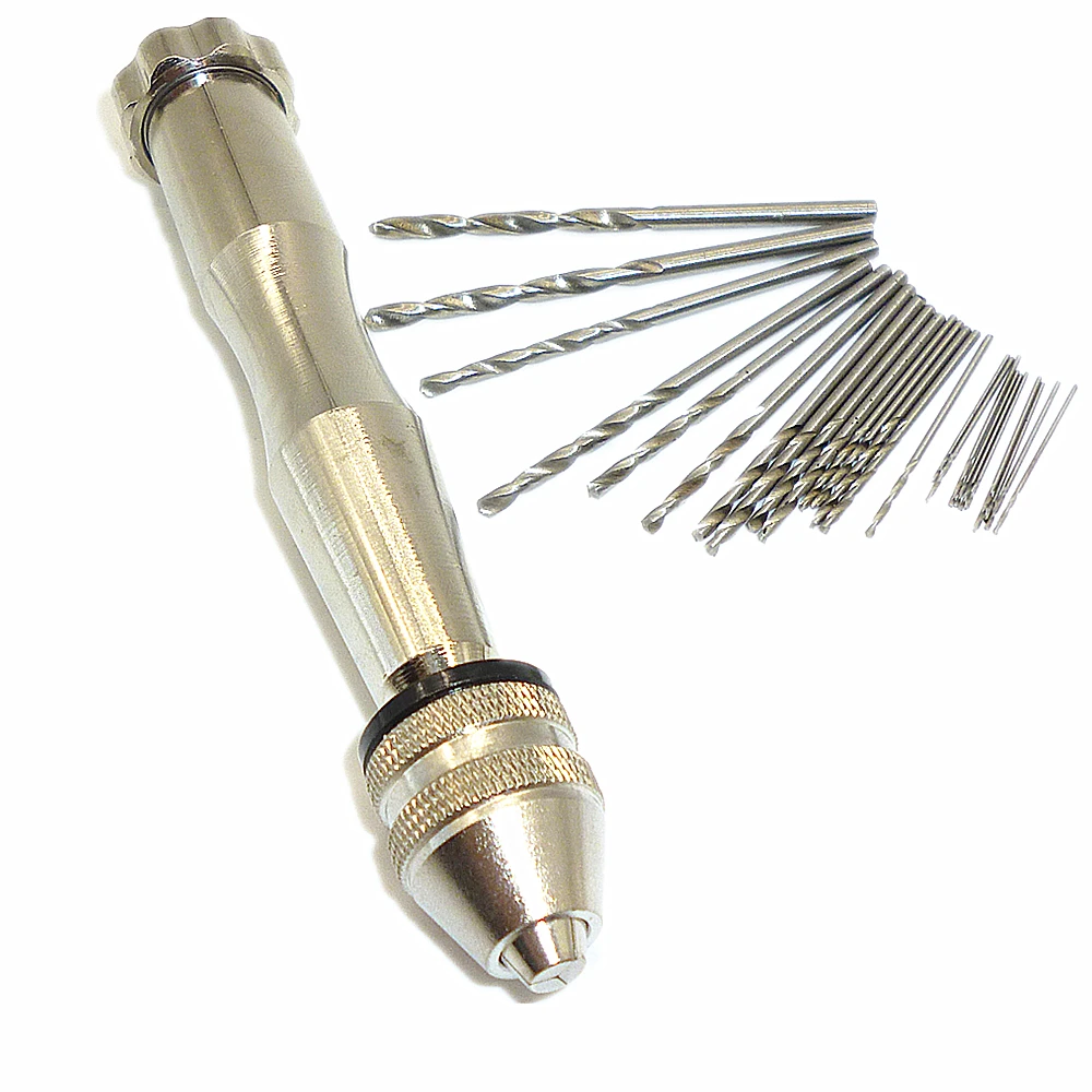 25pc Straight Shank HSS Micro Twist Drill Bit 0.5 3mm & Mini Pin Vise
