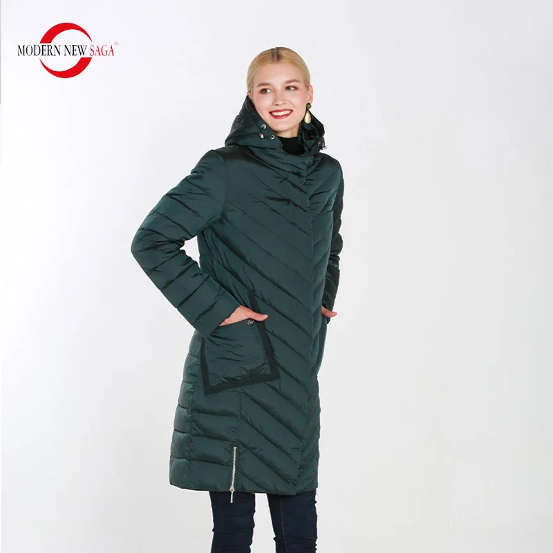 MODERN NEW SAGA Female Warm Winter Overcoat Women Thick Cotton Padded Jacket Zipper Long Style Parkas Camperas De Invierno Mujer
