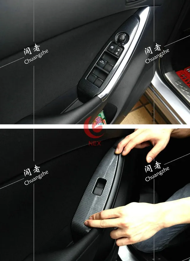 Углеродное волокно отделка подлокотника внутренняя рамка украшения авто литья под давлением для MAZDA CX-5 CX5 2012 2013 4 шт./компл. стайлинга автомобилей