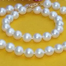 Женский натуральный изысканный 10 мм белый AKOYA SHELL Жемчужное ожерелье 1"-ювелирные изделия