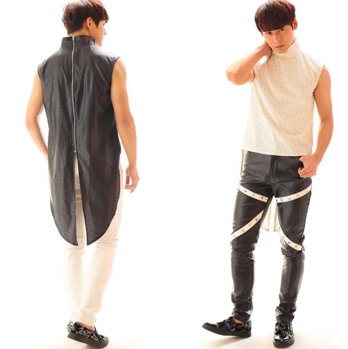 Personnalisé Chanteur Hommes Blanc blanc Masculino Colete Clothing Street Smoking D'origine Danse De Style Robe Scène Magie Star Noir Gilet Découpe wz8THqE
