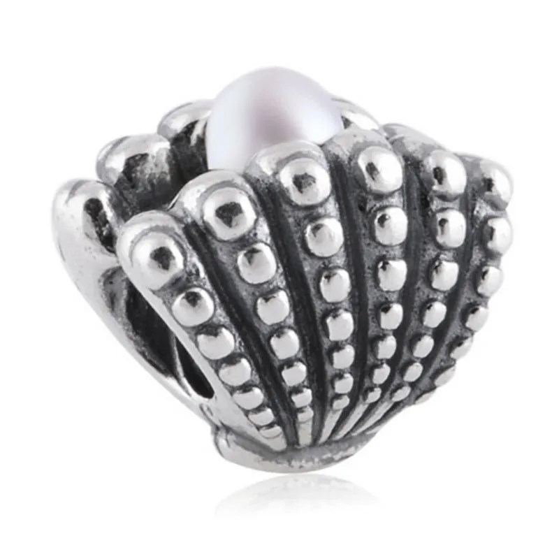 

Free Shipping European Silver Shell with Peal DIY Alloy Charms Fit Pandora Pulseiras Bracelets & Bangles Jewelry
