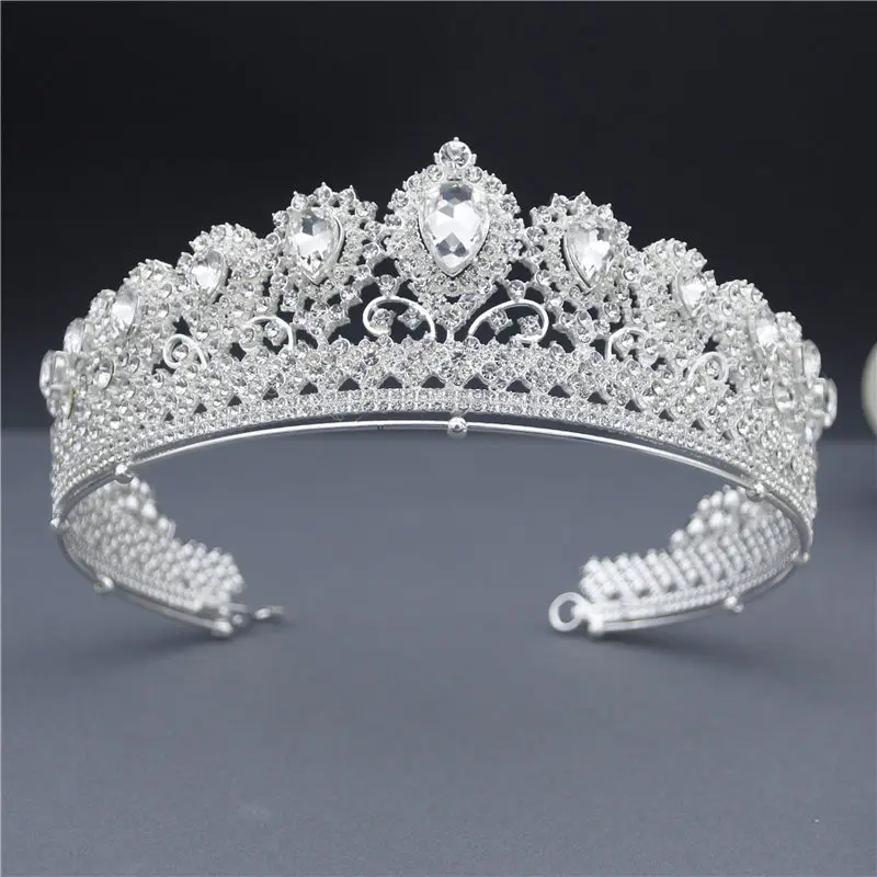 

New Fashion Clear Crystal Metal Crown Headband for Women Bridal Wedding Headdress Tiaras and Crowns for Queen Head jewelry
