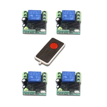 

High Quality Mini 12V Relay 1CH Wireless Remote Control Switch Transmitter+4 Receiver with Red Button 315/433mhz