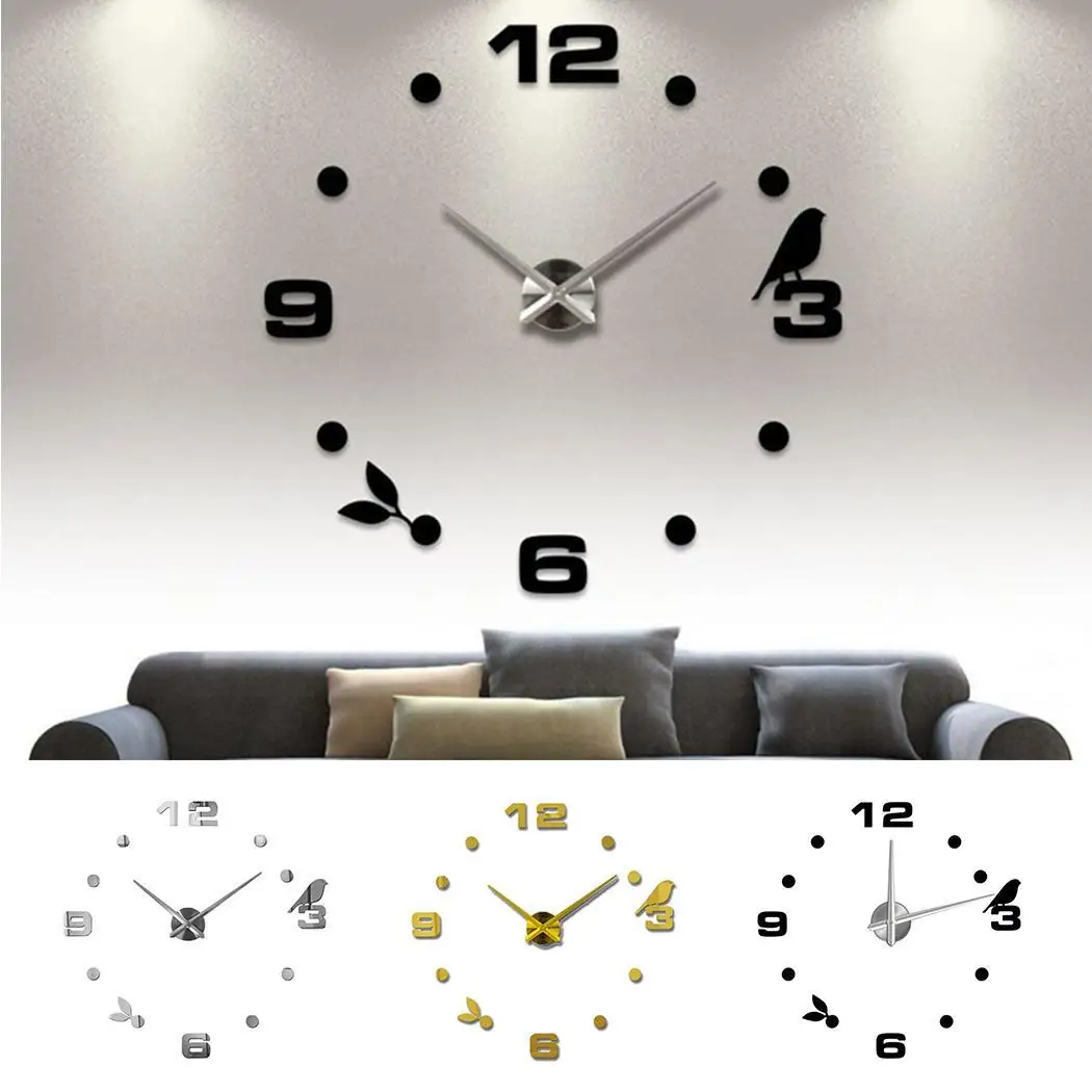 

Quartz clocks fashion watches 3d real big wall clock new arrival mirror sticker Acrylic clock Modern Desidiy living room decor