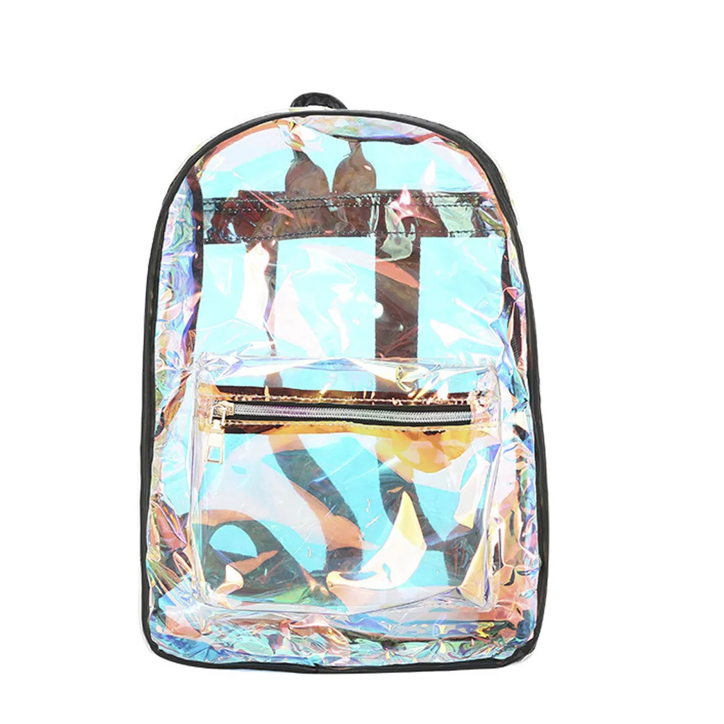 

Women Jelly Transparent Silicone Backpack Candy Satchel Rucksack Girl Book Bags Prespective Laser Backpack