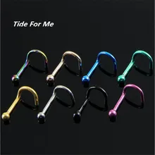 Новая мода, нержавеющая сталь, серебро, золото, черный нос, открытый обруч, кольцо, серьги, пирсинг, шарики, нос, шпильки, для женщин, мужчин, ювелирное изделие