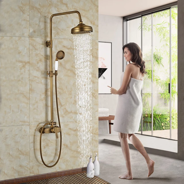 Grifo de ducha de lluvia para baño, grifo mezclador de ducha de baño,  cabezal de lluvia de 8 pulgadas, juego de ducha de baño, grifo de bañera  montado