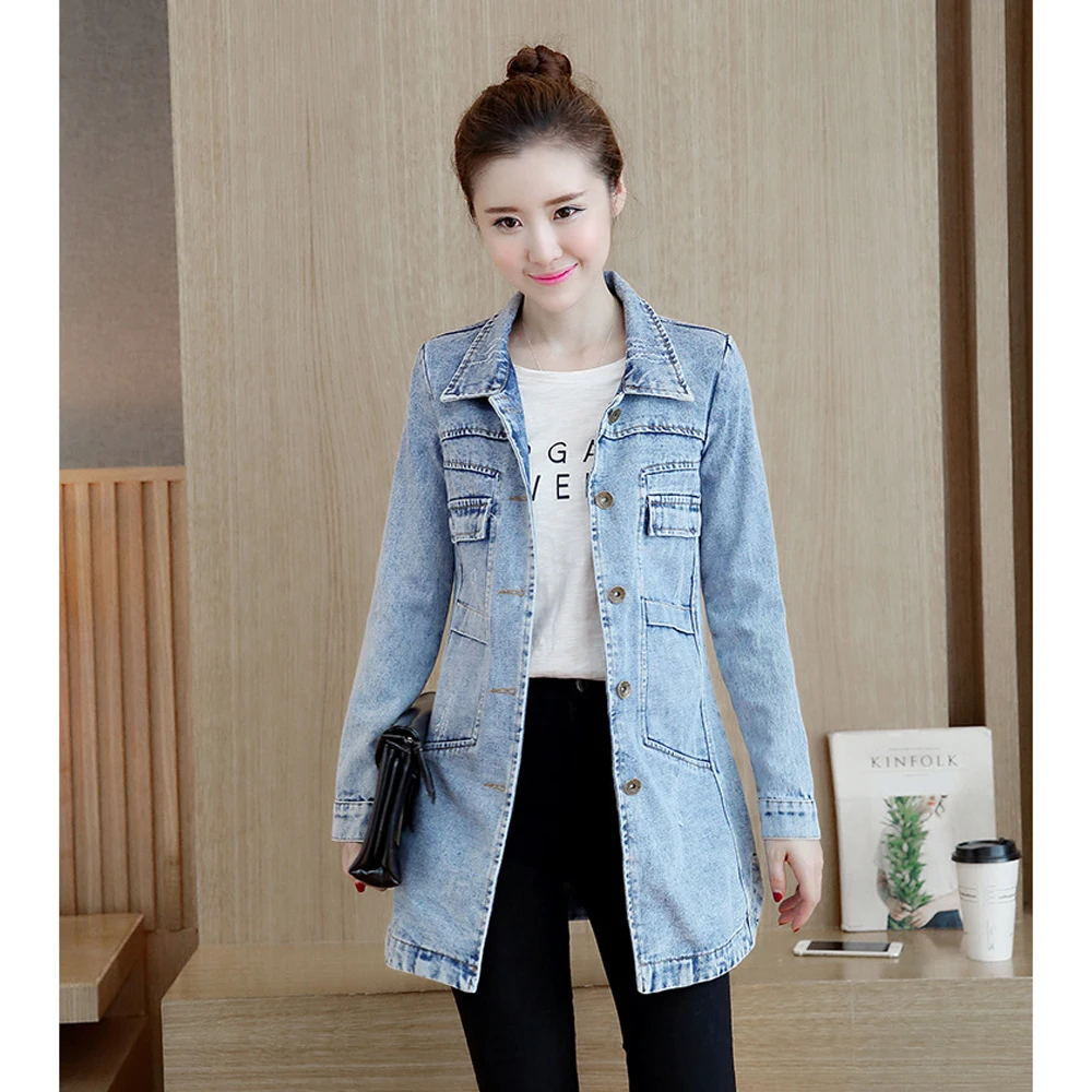 Spring and autumn new style Korean version of the long-sleeved denim jacket Fashion denim jacket