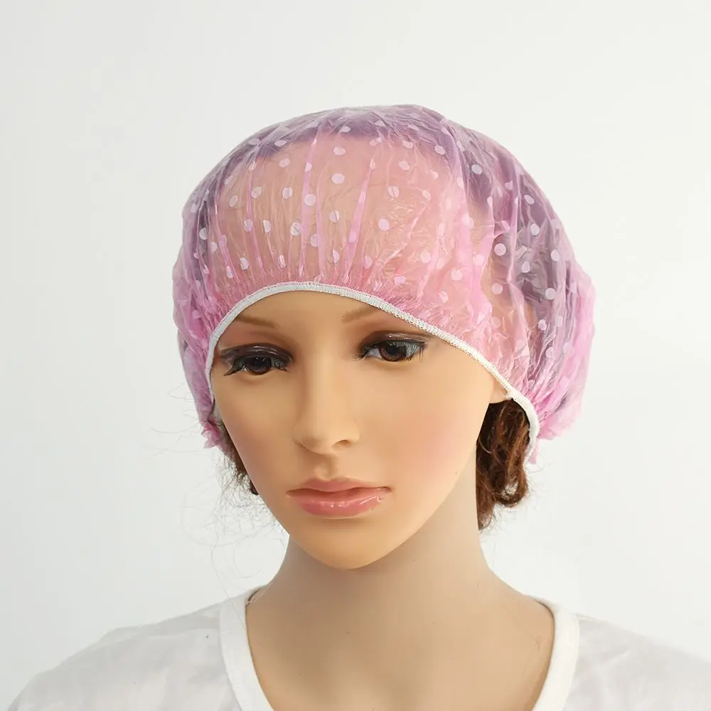 

100pcs thick disposable color dot hat hotel disposable elastic shower cap