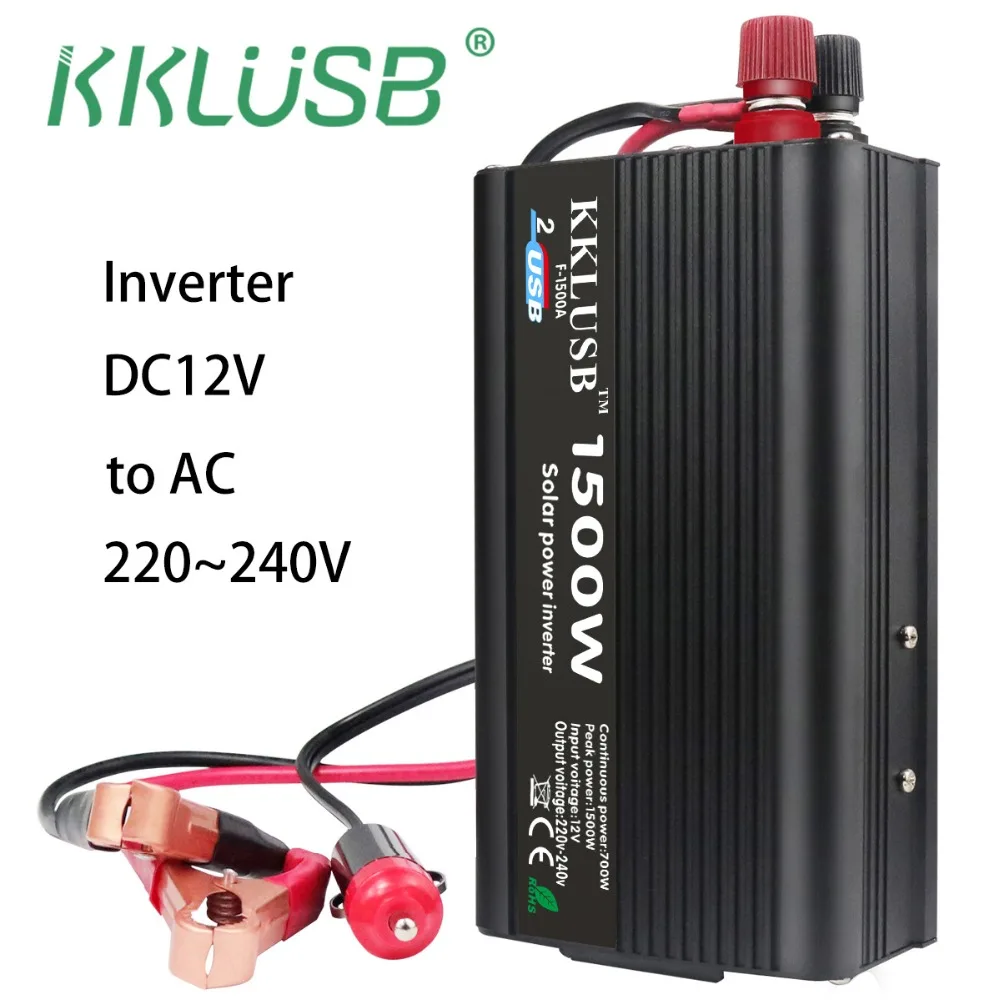Dual USB 1500 W Car Inverter DC 12 V To AC 220 Charger Converter Protable Vehicle Power Over-voltage protection Supply Switch | Автомобили