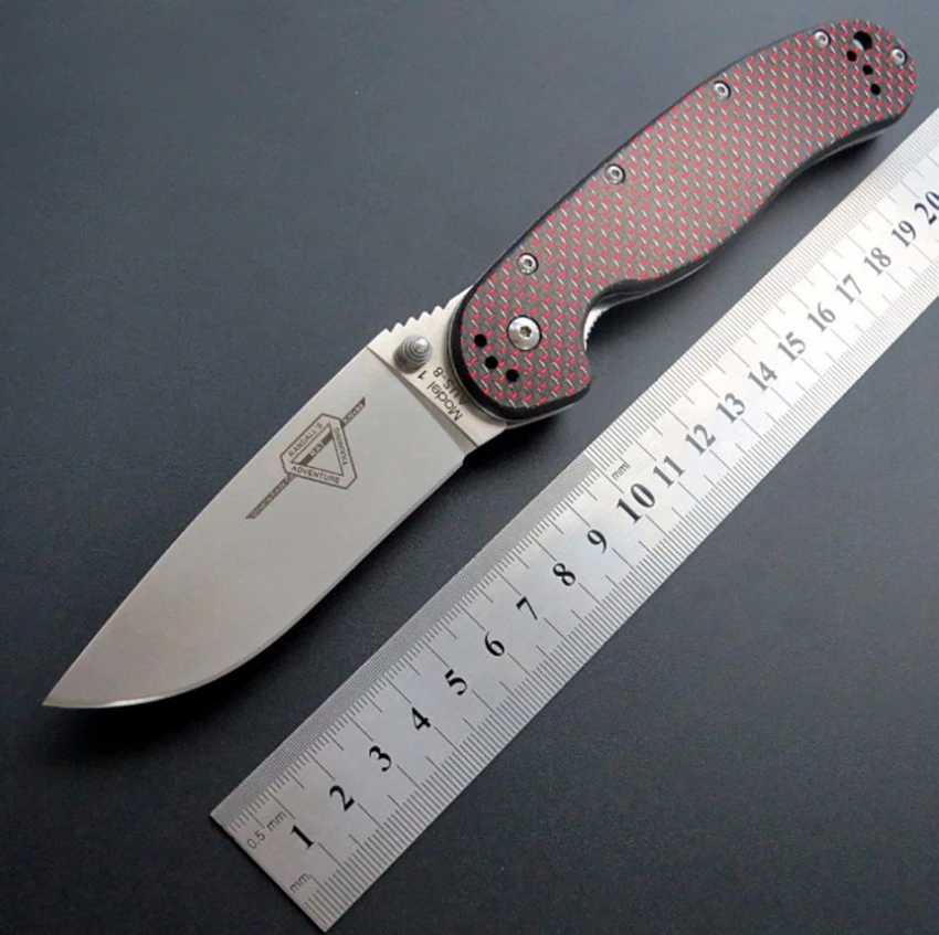 

Rat model 1 AUS 8 steel Blade Carbon Fiber Handle Folding Blade Tactical Survival Camping outdoor Ontario kitchen knife EDC tool