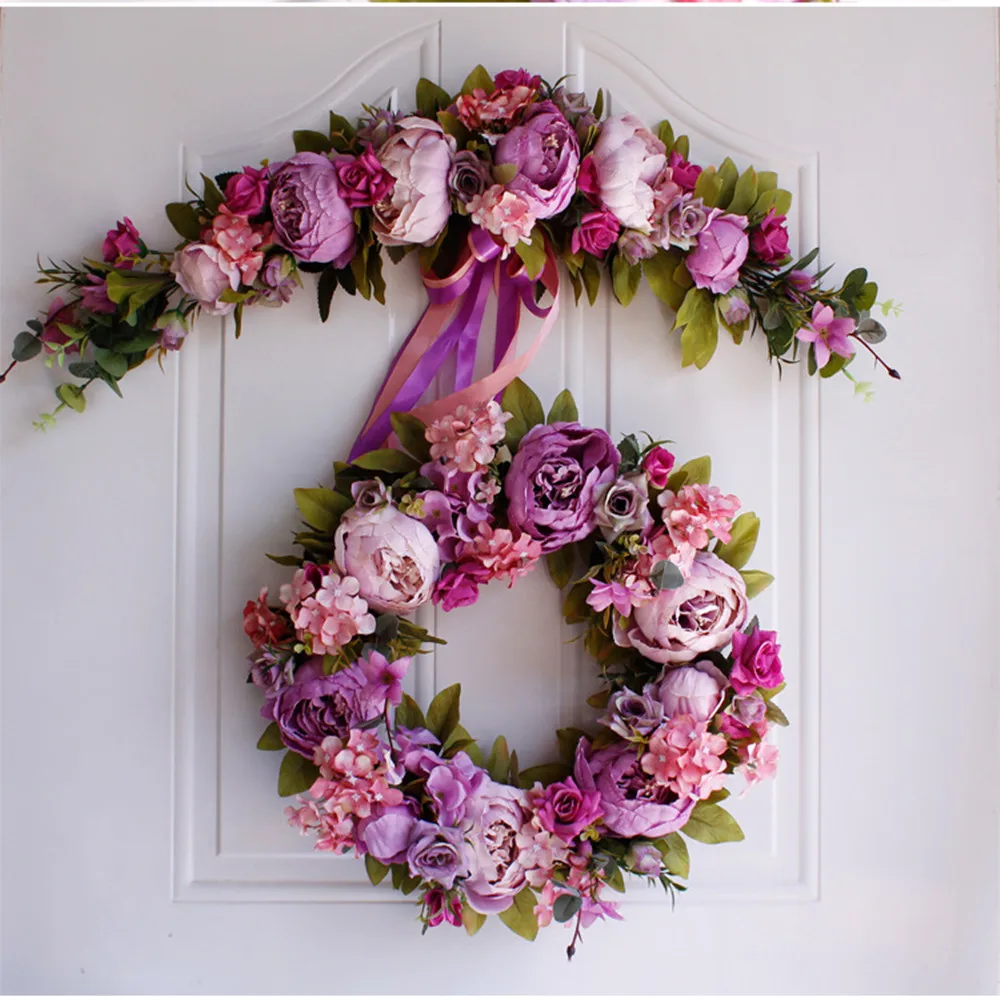 

Romantic Wedding Wreath DIY Artificial Flower Wedding Home Living Room Door Decoration Wedding Party DIY Accessory Gift Supplies