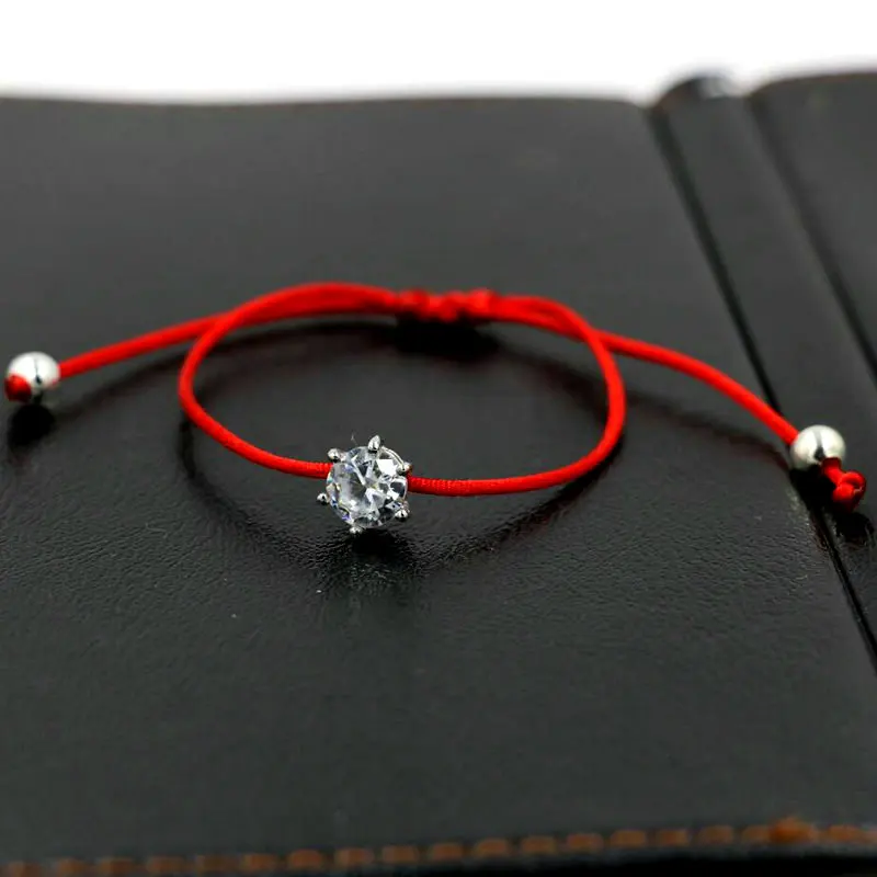 BPPCCR женский серебряный цвет стразы кристаллы AAA циркон удача плетеный браслет тонкая красная веревочная нить браслеты