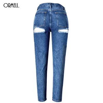

ORMELL 2017 New Fashion Jeans Women Pencil Pants High Waist Jeans Sexy Hole Slim Skinny Pants Trousers Fit Lady Jeans Plus Size