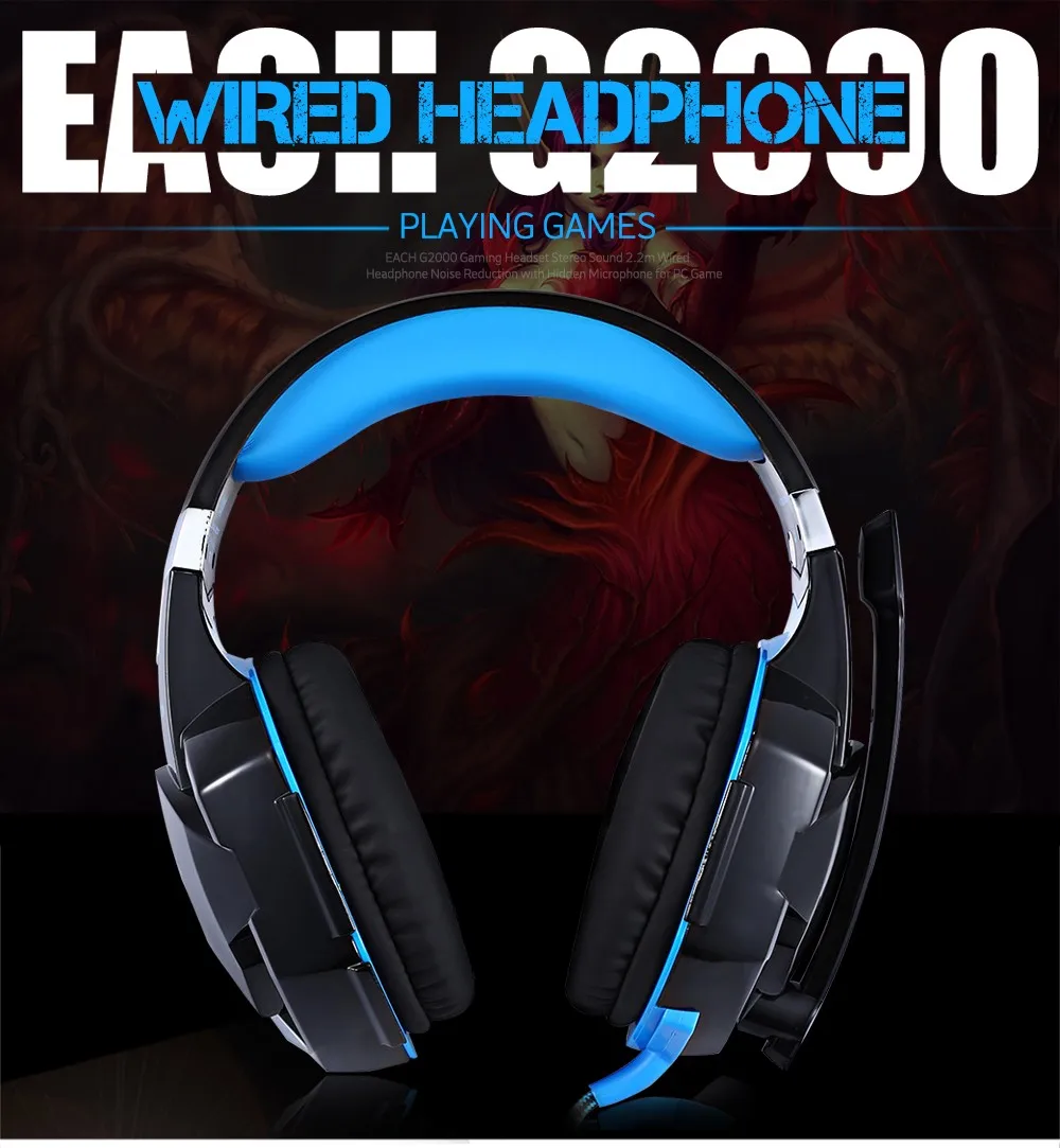 Best D #039;origine MYDASH G2000 Gaming Casque Deep Bass Ordinateur Jeu Casque avec microphone LED Lumiere pour ordinateur PC Gamer