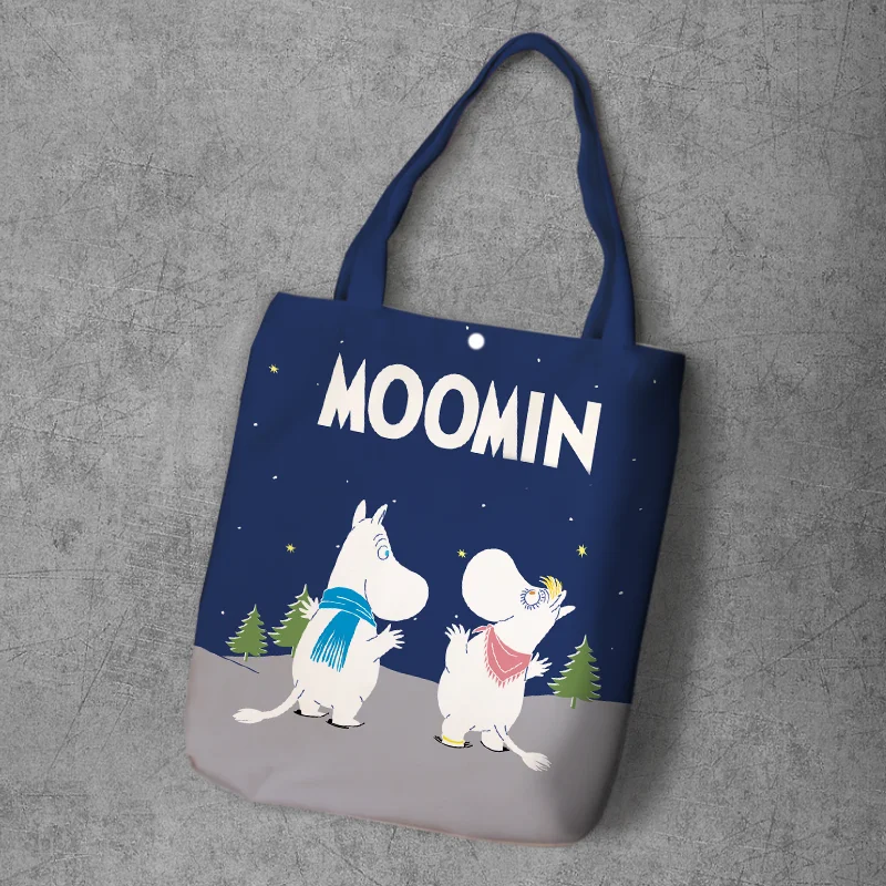 Moomin сумка для покупок милый гиппопотам тонкий маленький мой рюкзак на плечо Студенческая Холщовая Сумка с принтом Сумка-тоут на кнопках Холщовая Сумка - Цвет: 23