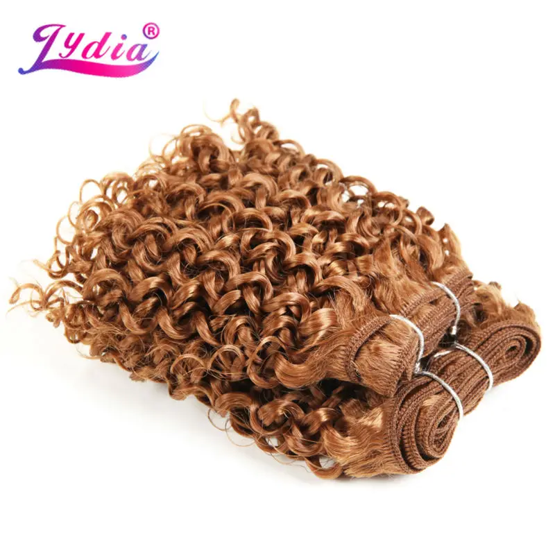 

Lydia For Women Synthetic Curly Hair Extensions New Water Wave 10" 3PCS/Lot Pure Color 30# Hair Weaving Kanekalon Hair Bundles