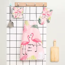 3 шт/набор, высокое количество, модный фламинго, хлопок, нордическая кухня, для приготовления пищи, микроволновые перчатки, для выпечки, барбекю, прихватки, фартук, прихватки для духовки