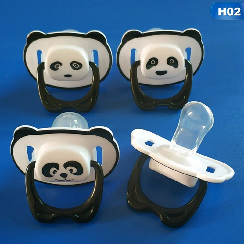 1 милая панда соски пустышка Детские еда класс полипропилен силикон пустышка малыша Ортодонтические соски с кольцом лицо случайный - Цвет: 2