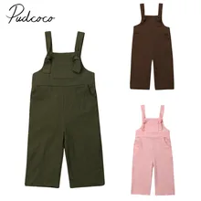 Детская летняя одежда Дети для мальчиков и девочек из хлопка и льна комбинезон, костюм-Комбинезон Спецодежда с карманами Твердые наряды От 1 до 6 лет